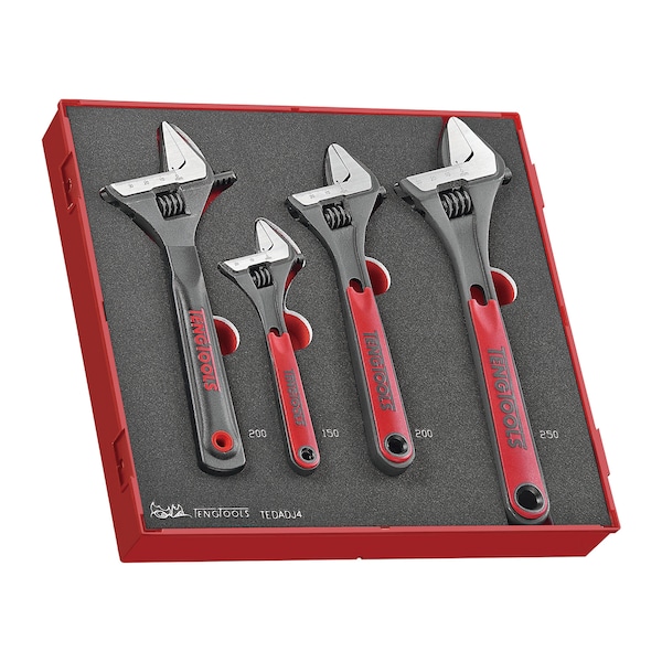 Teng Tools TEDADJ4 - 4 Piece Adjustable Wrench Set in EVA Tray TEDADJ4 - main